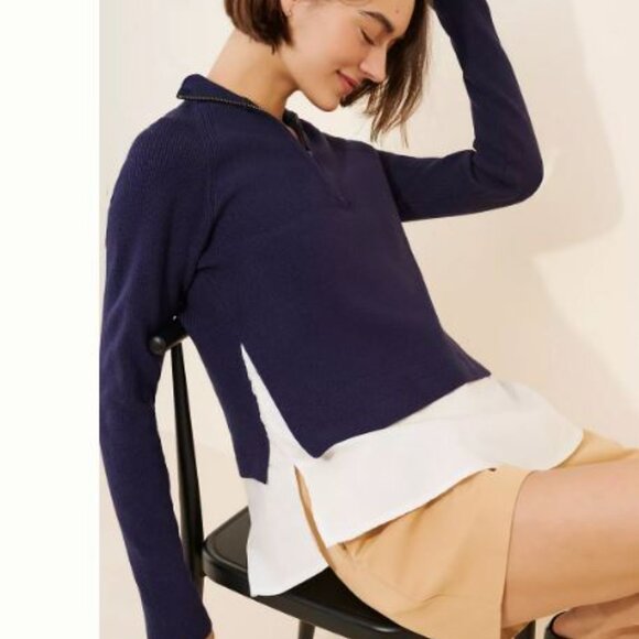 Maeve Half-Zip Twofer Mock-Neck Sweater - Picture 3 of 3